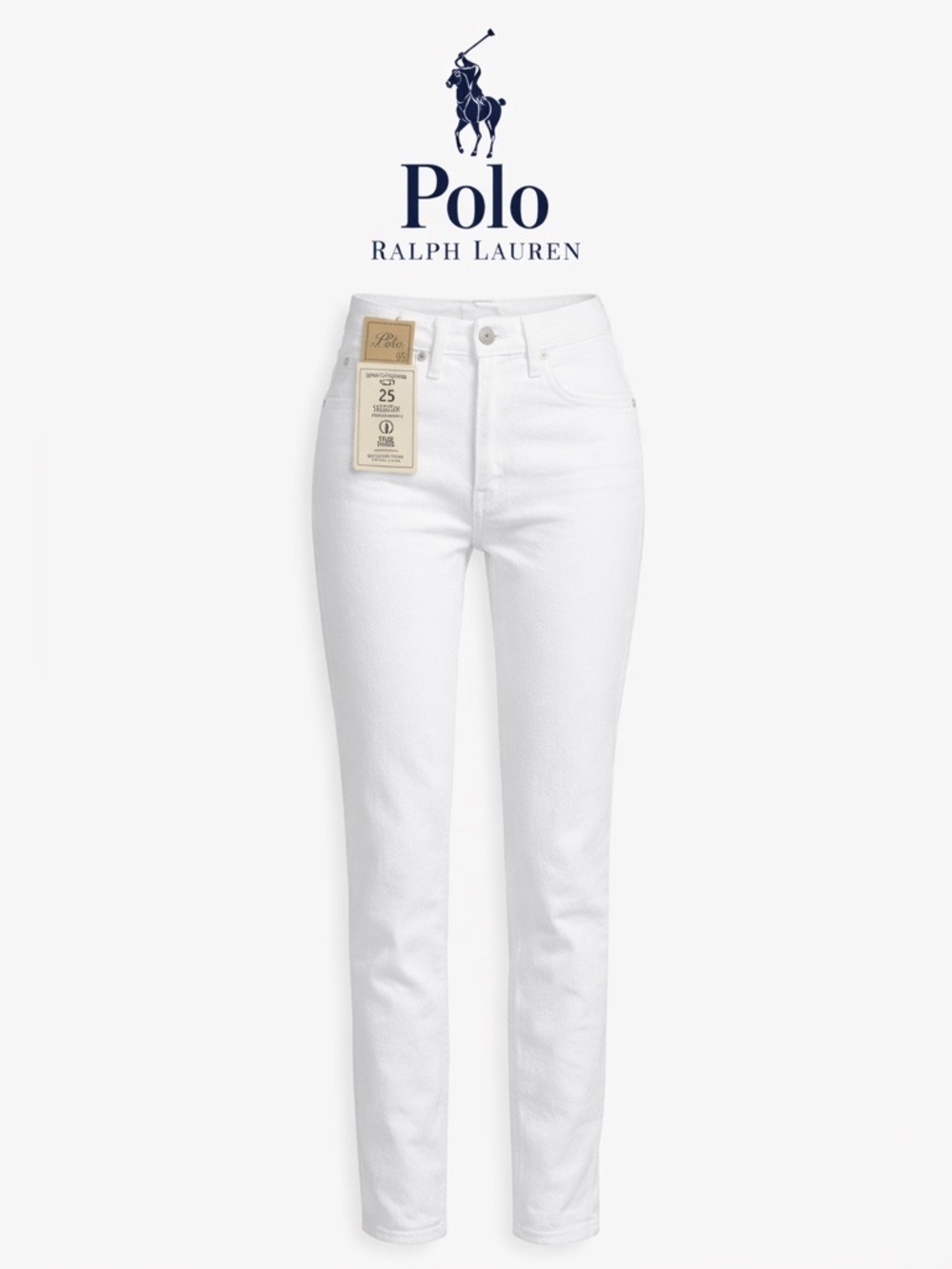 NWT $125 Polo Ralph Lauren High Rise Skinny Ankle Jeans White Size 25 (B84)